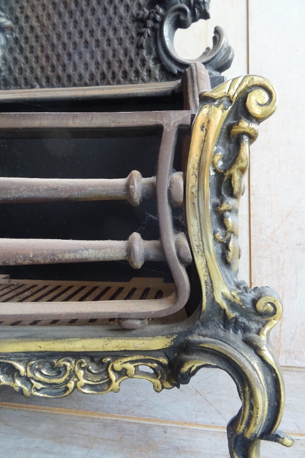 Cast Iron and Brass Georgian Revival Fire Basket (2).JPG